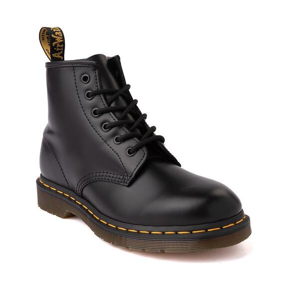 DR. MARTENS 101 6-Eye Combat Boot Black Leather Sz 6 - Picture 1 of 7